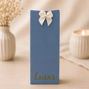 Luxe gepersonaliseerd blauw (doopsuiker)doosje